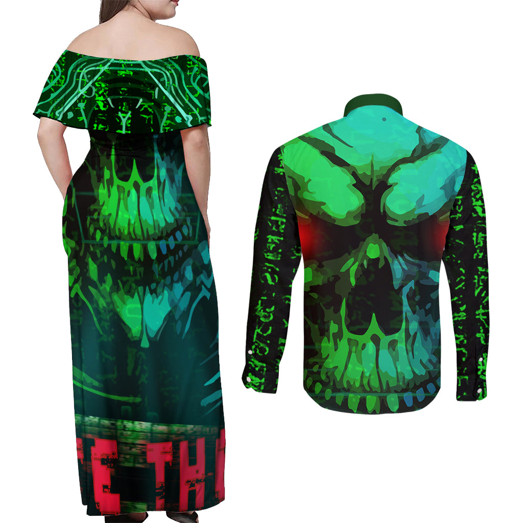 I Fing Hate These People Couples Matching Off Shoulder Maxi Dress and Long Sleeve Button Shirts - Wonder Print Shop