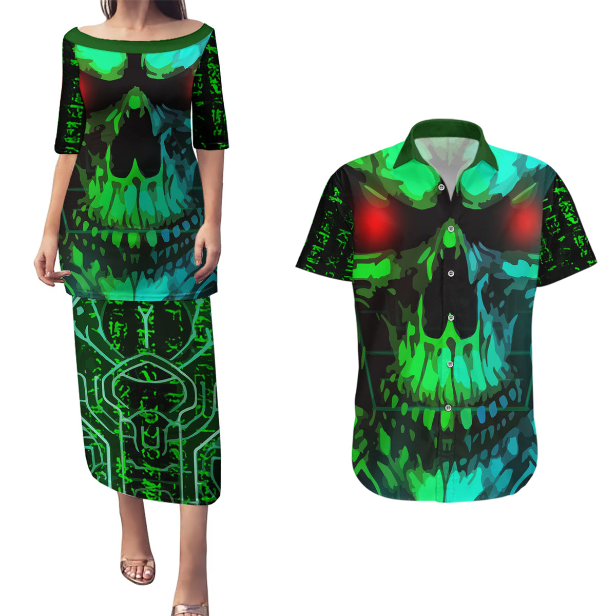 I Fing Hate These People Couples Matching Puletasi Dress and Hawaiian Shirt - Wonder Print Shop