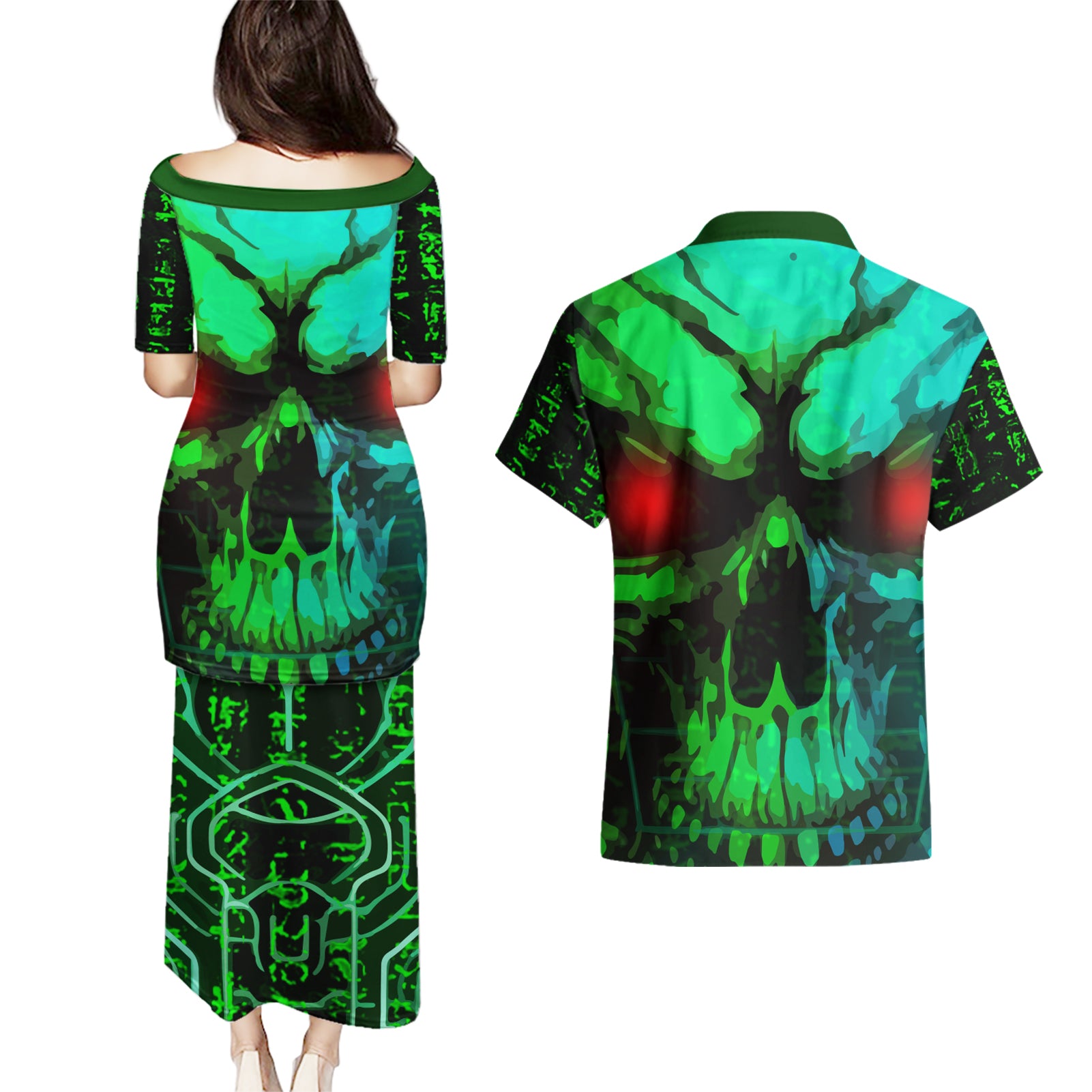 I Fing Hate These People Couples Matching Puletasi Dress and Hawaiian Shirt - Wonder Print Shop