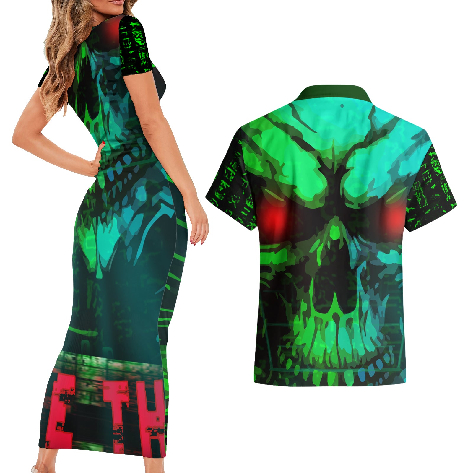 I Fing Hate These People Couples Matching Short Sleeve Bodycon Dress and Hawaiian Shirt - Wonder Print Shop