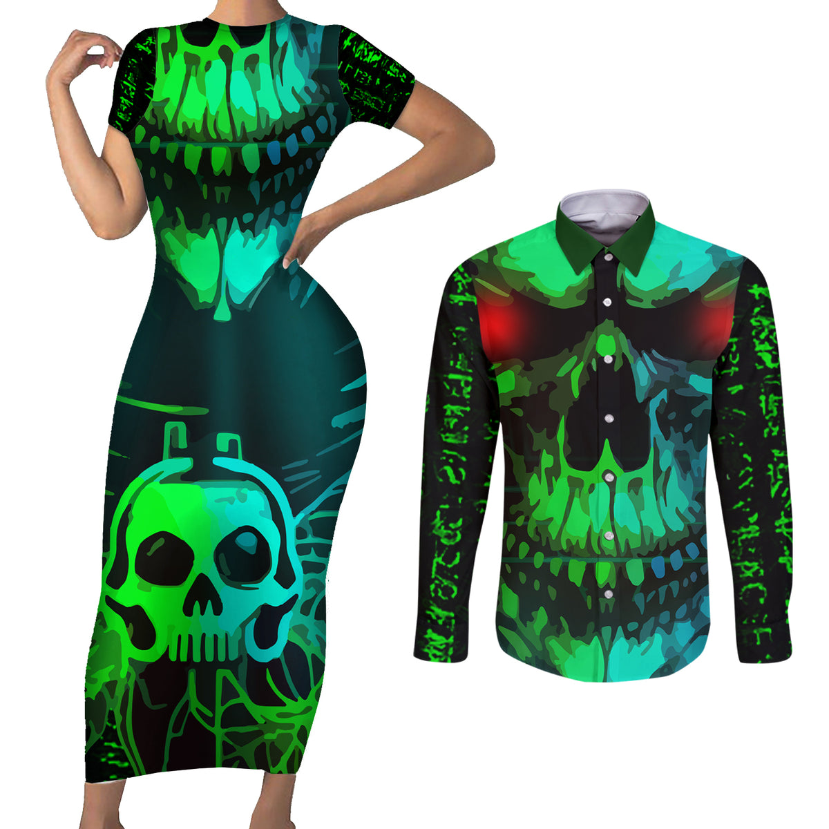 I Fing Hate These People Couples Matching Short Sleeve Bodycon Dress and Long Sleeve Button Shirts - Wonder Print Shop