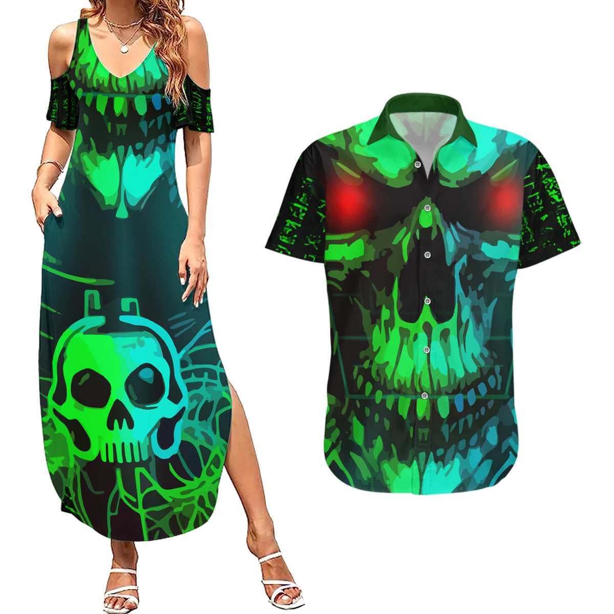 I Fing Hate These People Couples Matching Summer Maxi Dress and Hawaiian Shirt - Wonder Print Shop