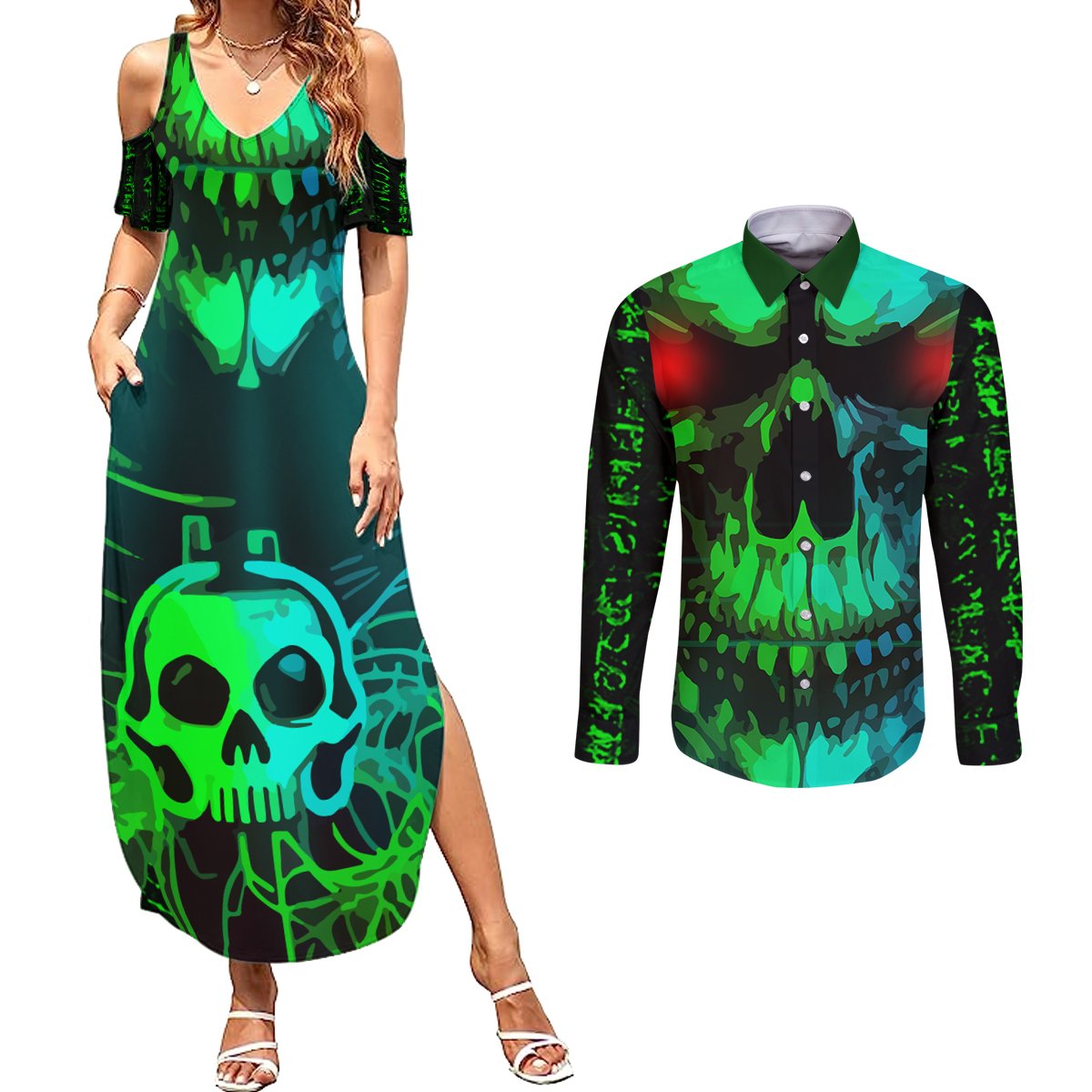 I Fing Hate These People Couples Matching Summer Maxi Dress and Long Sleeve Button Shirts - Wonder Print Shop