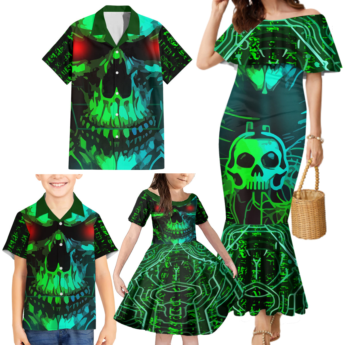 I Fing Hate These People Family Matching Mermaid Dress and Hawaiian Shirt - Wonder Print Shop