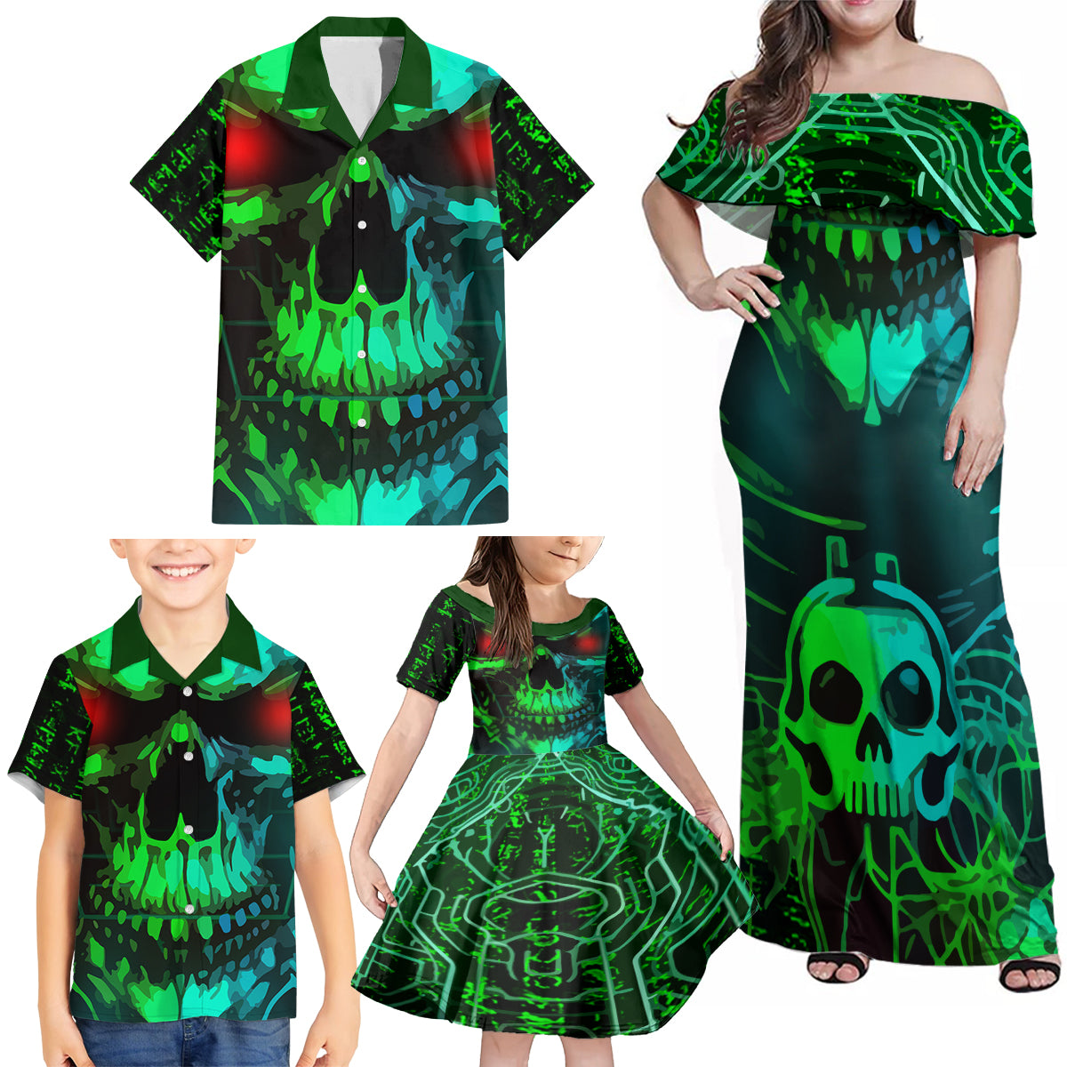 I Fing Hate These People Family Matching Off Shoulder Maxi Dress and Hawaiian Shirt - Wonder Print Shop