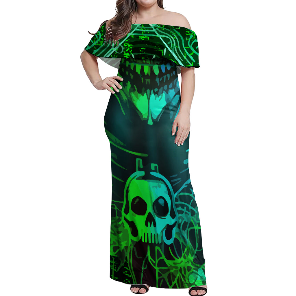 I Fing Hate These People Off Shoulder Maxi Dress - Wonder Print Shop