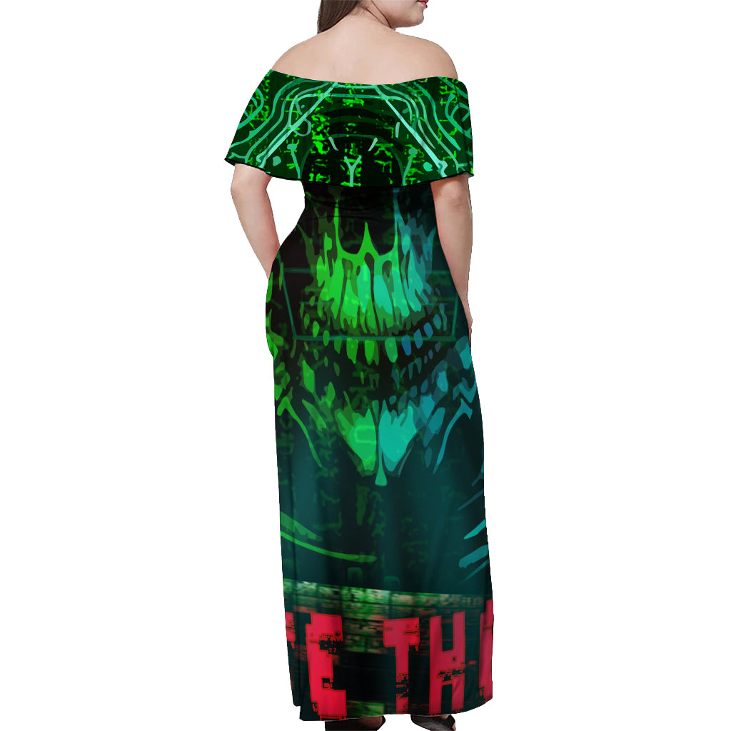I Fing Hate These People Off Shoulder Maxi Dress - Wonder Print Shop