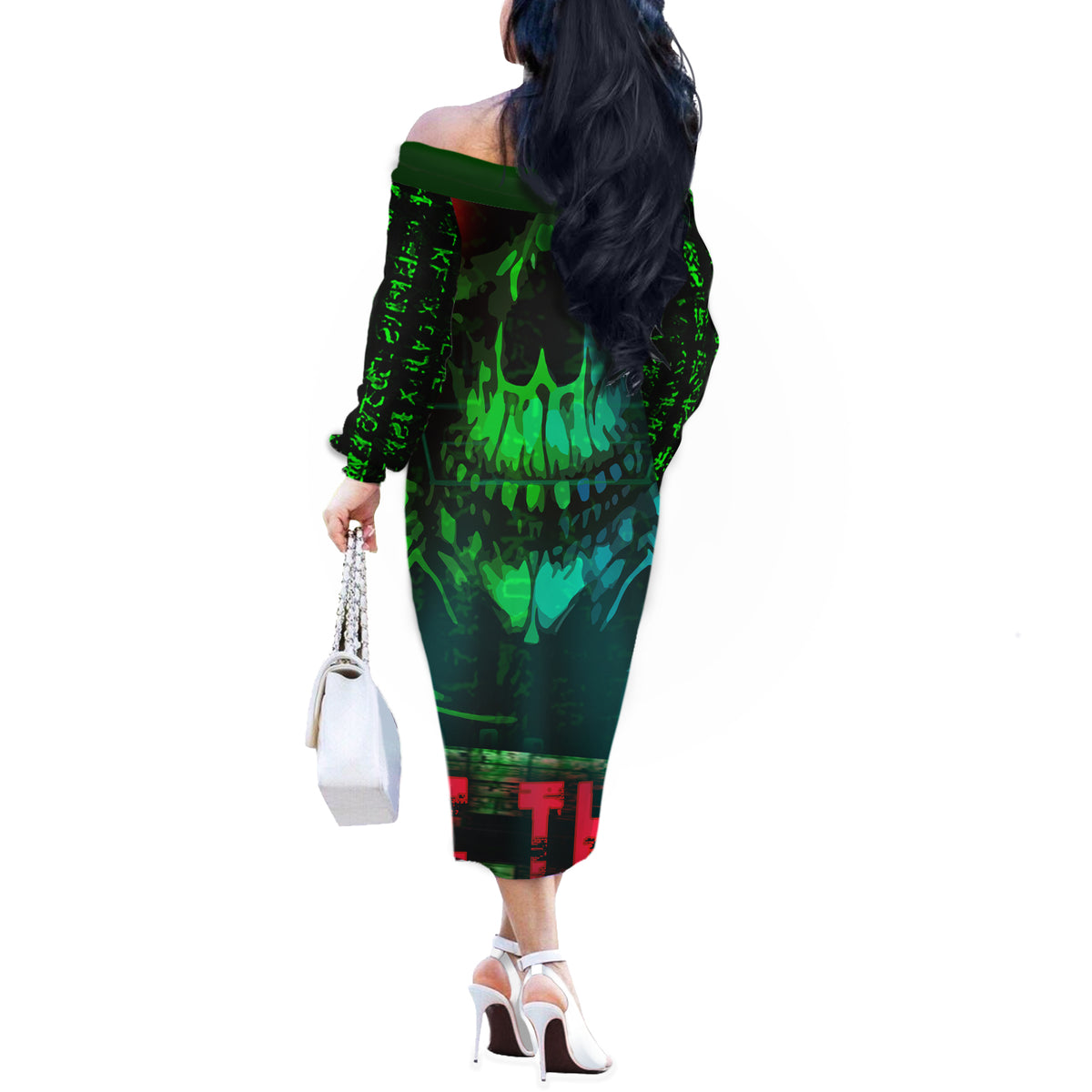 I Fing Hate These People Off The Shoulder Long Sleeve Dress - Wonder Print Shop