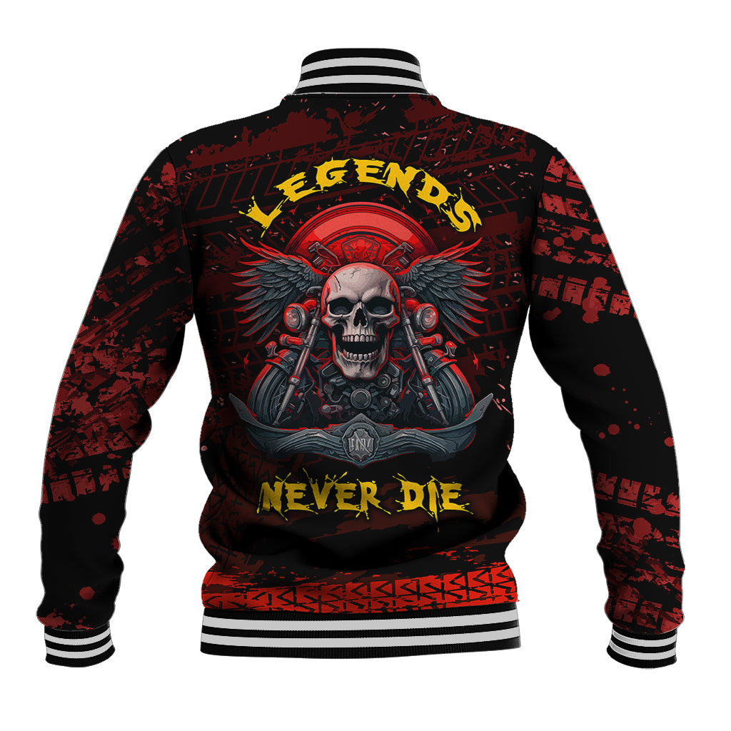 Skull Biker Baseball Jacket Legend Never Die - Wonder Print Shop