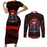 Skull Biker Couples Matching Short Sleeve Bodycon Dress and Long Sleeve Button Shirts Legend Never Die - Wonder Print Shop