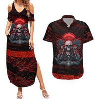Skull Biker Couples Matching Summer Maxi Dress and Hawaiian Shirt Legend Never Die - Wonder Print Shop