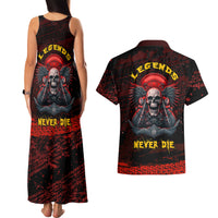 Skull Biker Couples Matching Tank Maxi Dress and Hawaiian Shirt Legend Never Die - Wonder Print Shop