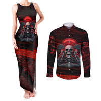 Skull Biker Couples Matching Tank Maxi Dress and Long Sleeve Button Shirts Legend Never Die - Wonder Print Shop