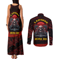 Skull Biker Couples Matching Tank Maxi Dress and Long Sleeve Button Shirts Legend Never Die - Wonder Print Shop