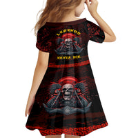 Skull Biker Family Matching Long Sleeve Bodycon Dress and Hawaiian Shirt Legend Never Die - Wonder Print Shop