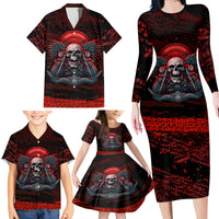 Skull Biker Family Matching Long Sleeve Bodycon Dress and Hawaiian Shirt Legend Never Die - Wonder Print Shop