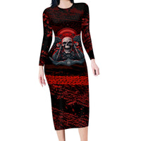 Skull Biker Family Matching Long Sleeve Bodycon Dress and Hawaiian Shirt Legend Never Die - Wonder Print Shop