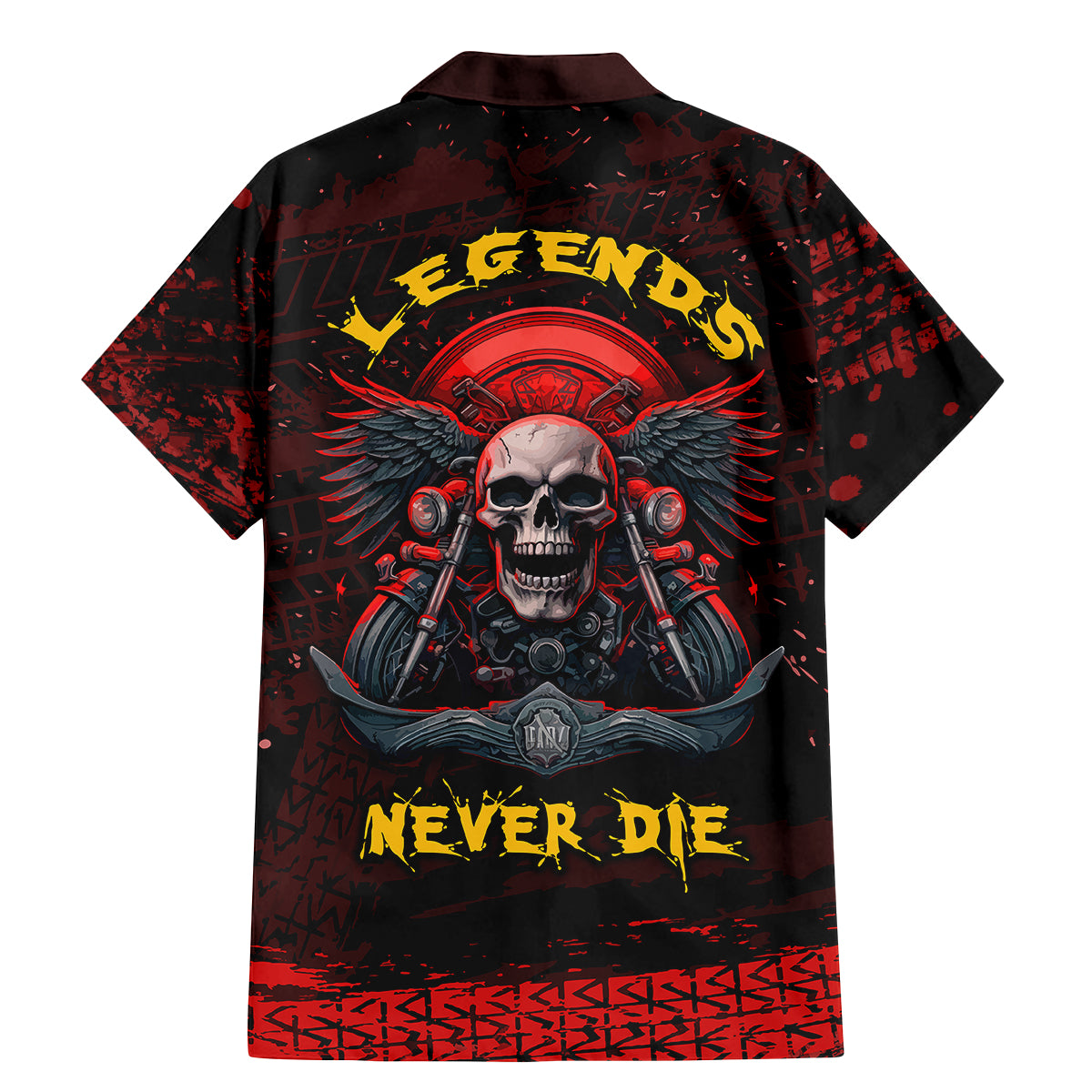 Skull Biker Family Matching Mermaid Dress and Hawaiian Shirt Legend Never Die - Wonder Print Shop