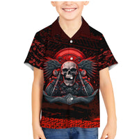 Skull Biker Family Matching Mermaid Dress and Hawaiian Shirt Legend Never Die - Wonder Print Shop