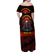 Skull Biker Family Matching Off Shoulder Maxi Dress and Hawaiian Shirt Legend Never Die - Wonder Print Shop