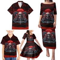 Skull Biker Family Matching Puletasi Dress and Hawaiian Shirt Legend Never Die - Wonder Print Shop