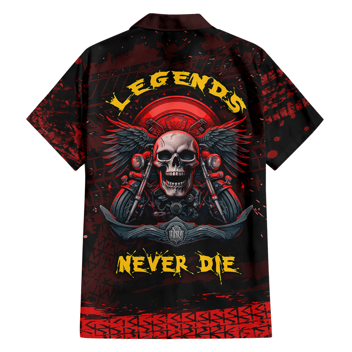 Skull Biker Family Matching Puletasi Dress and Hawaiian Shirt Legend Never Die - Wonder Print Shop