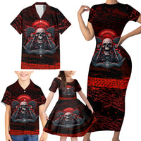 Skull Biker Family Matching Short Sleeve Bodycon Dress and Hawaiian Shirt Legend Never Die - Wonder Print Shop