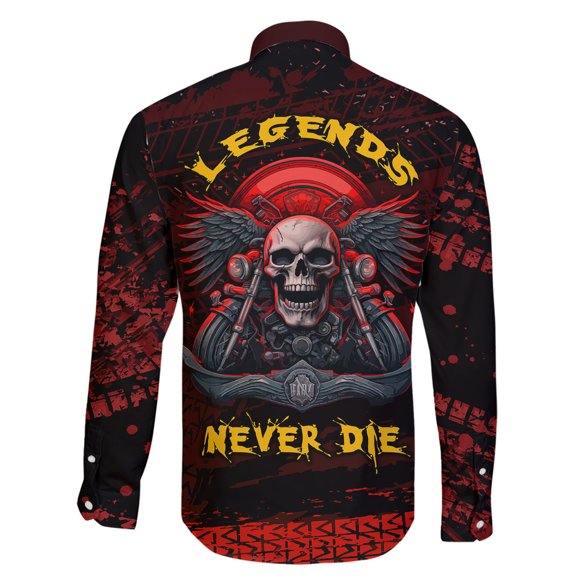 Skull Biker Family Matching Short Sleeve Bodycon Dress and Hawaiian Shirt Legend Never Die - Wonder Print Shop