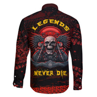 Skull Biker Family Matching Short Sleeve Bodycon Dress and Hawaiian Shirt Legend Never Die - Wonder Print Shop