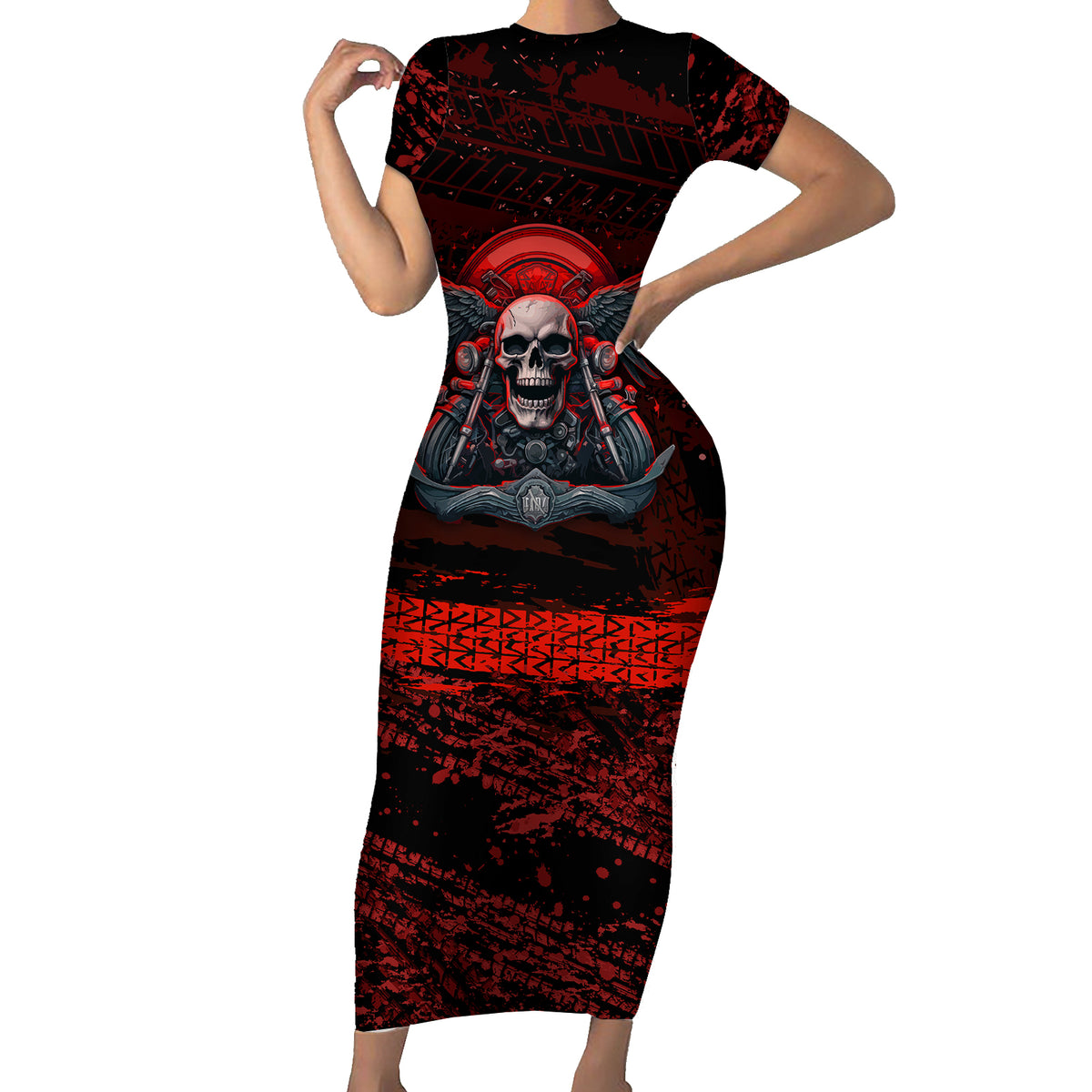 Skull Biker Family Matching Short Sleeve Bodycon Dress and Hawaiian Shirt Legend Never Die - Wonder Print Shop