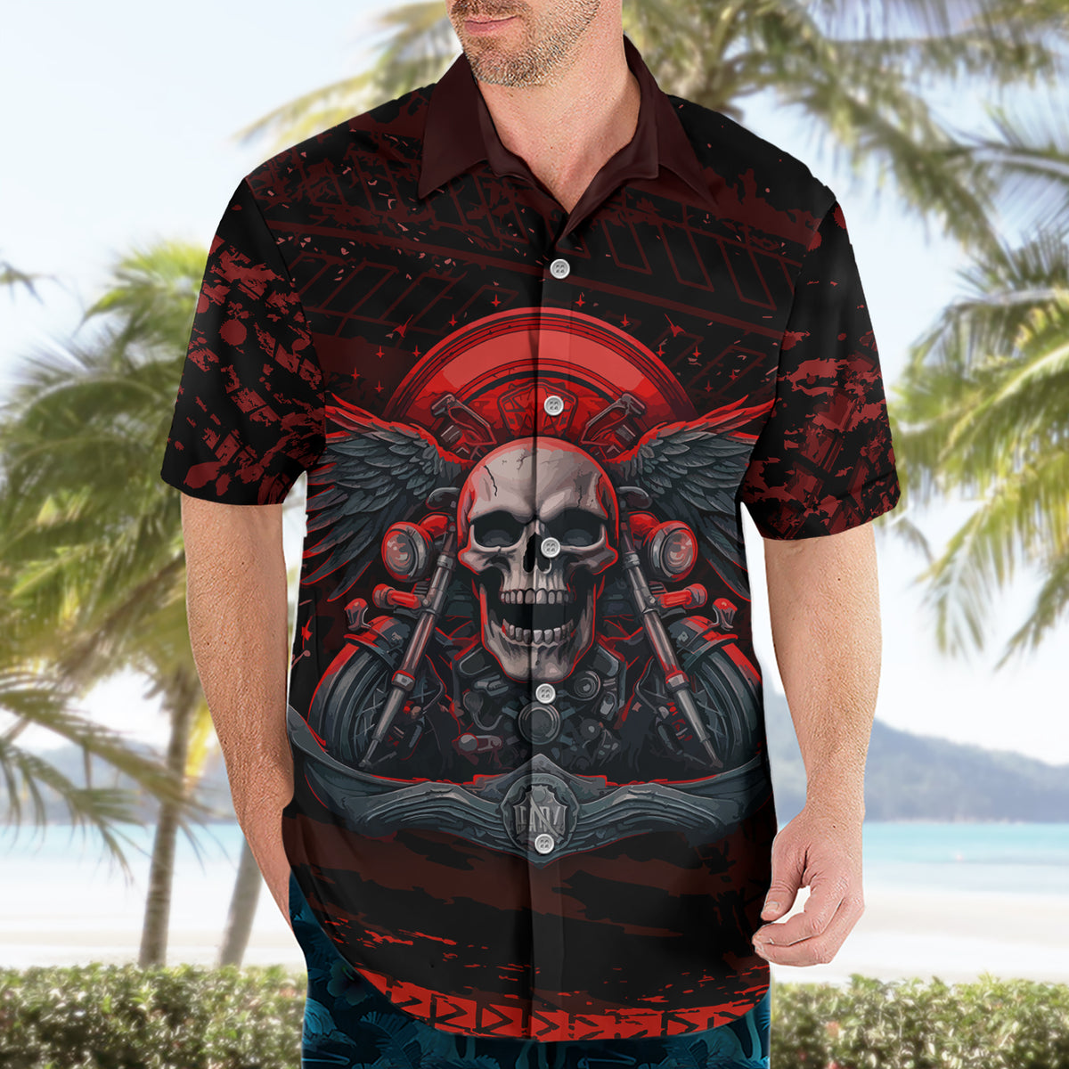 Skull Biker Hawaiian Shirt Legend Never Die - Wonder Print Shop