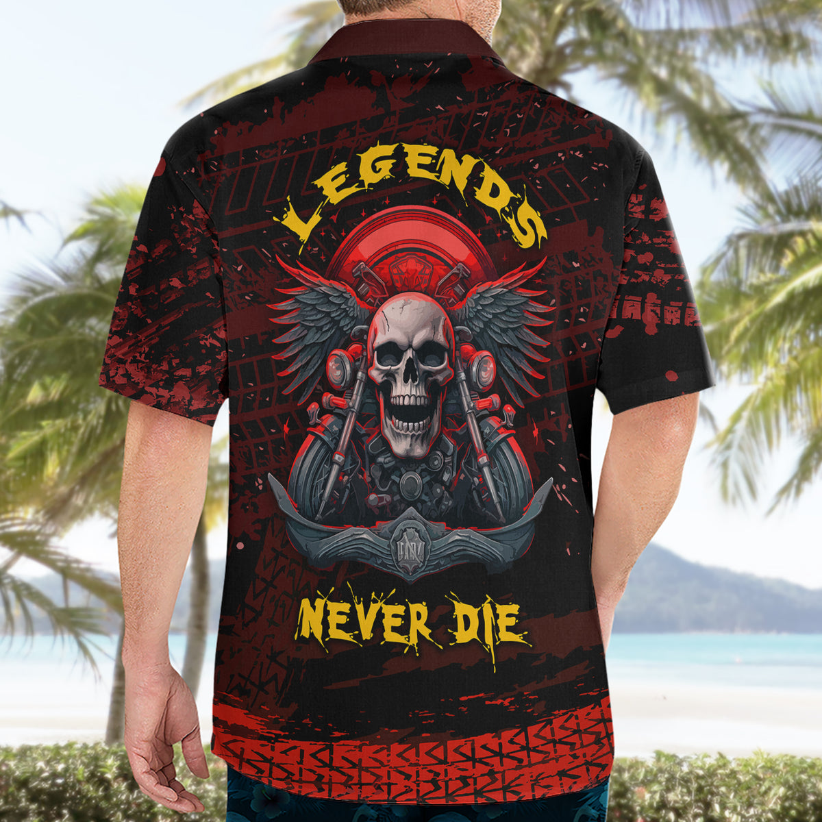 Skull Biker Hawaiian Shirt Legend Never Die - Wonder Print Shop