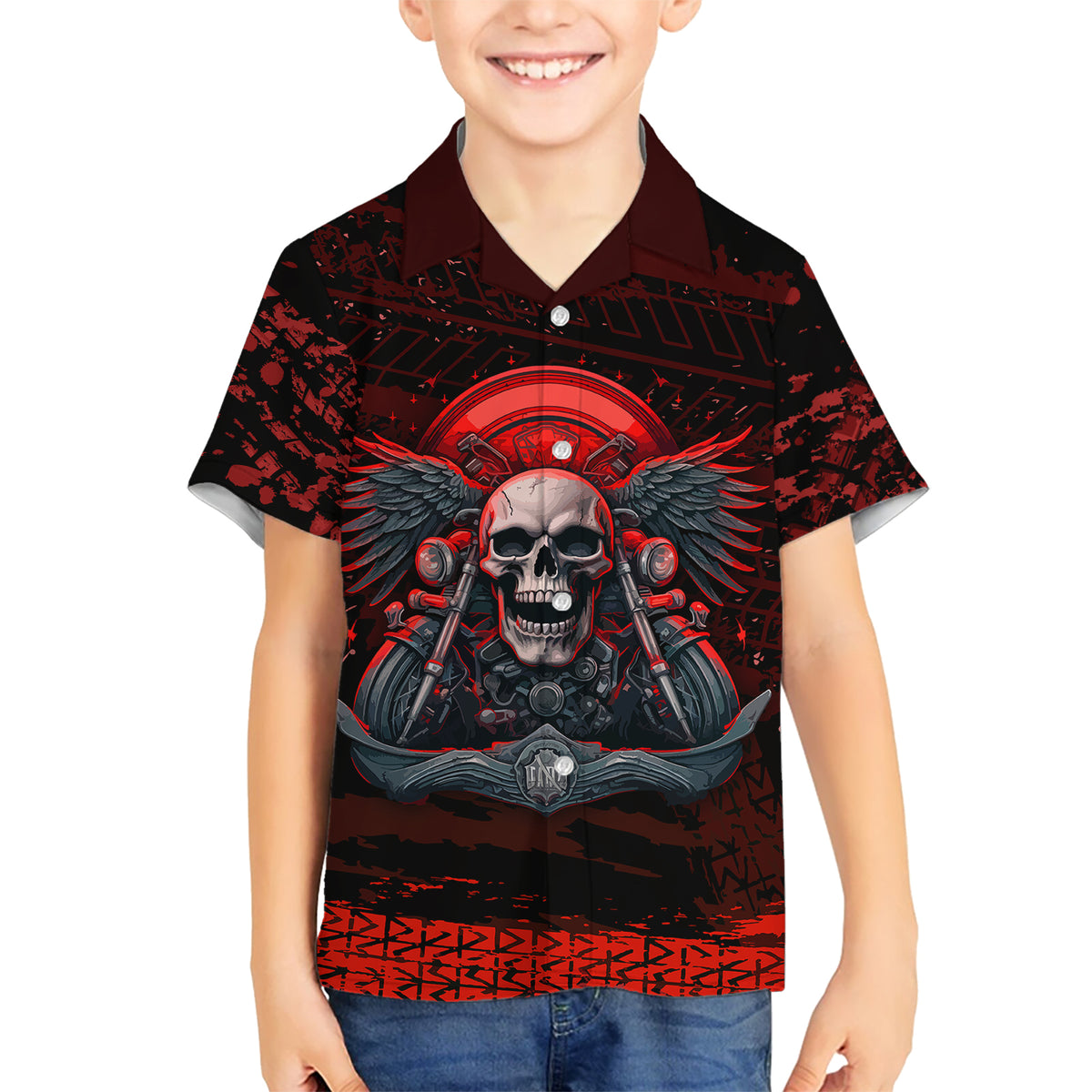 Skull Biker Kid Hawaiian Shirt Legend Never Die - Wonder Print Shop
