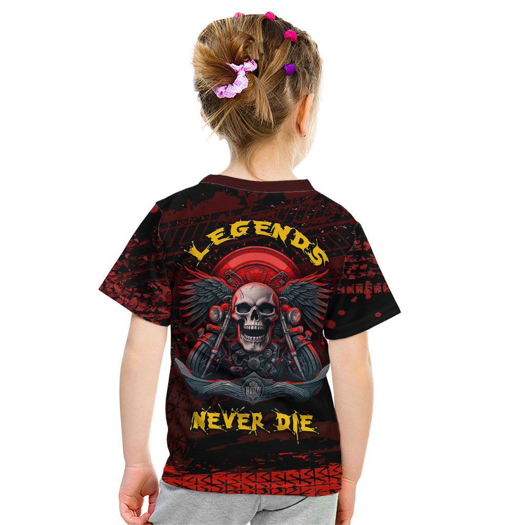 Skull Biker Kid T Shirt Legend Never Die - Wonder Print Shop