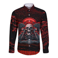 Skull Biker Long Sleeve Button Shirt Legend Never Die - Wonder Print Shop