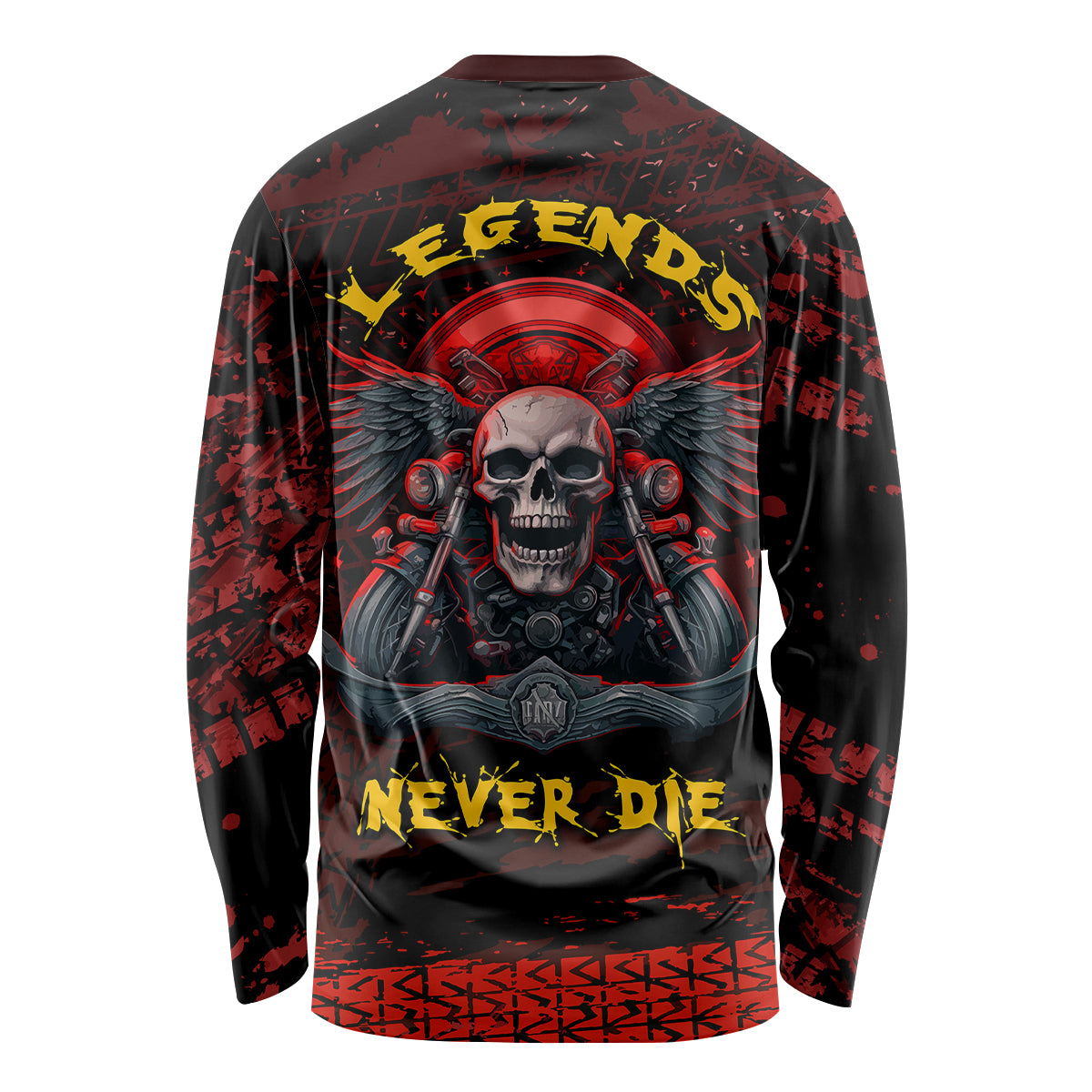 Skull Biker Long Sleeve Shirt Legend Never Die - Wonder Print Shop