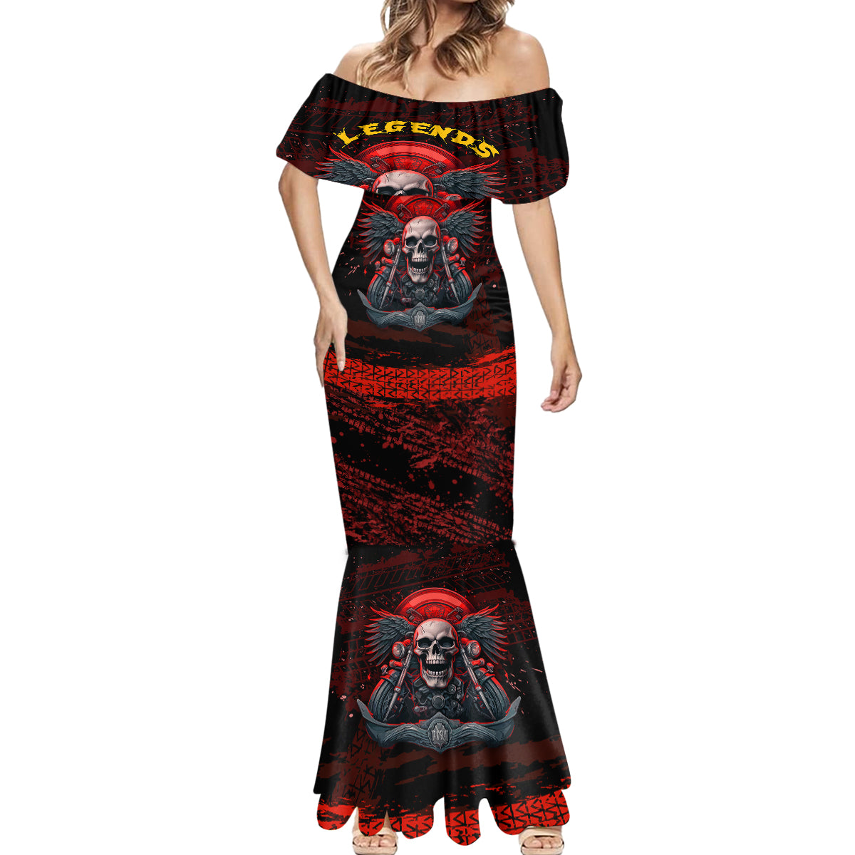 Skull Biker Mermaid Dress Legend Never Die - Wonder Print Shop