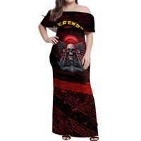 Skull Biker Off Shoulder Maxi Dress Legend Never Die - Wonder Print Shop
