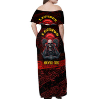 Skull Biker Off Shoulder Maxi Dress Legend Never Die - Wonder Print Shop