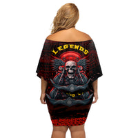 Skull Biker Off Shoulder Short Dress Legend Never Die - Wonder Print Shop