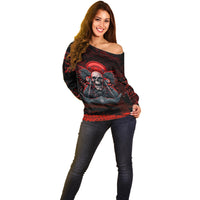 Skull Biker Off Shoulder Sweater Legend Never Die - Wonder Print Shop