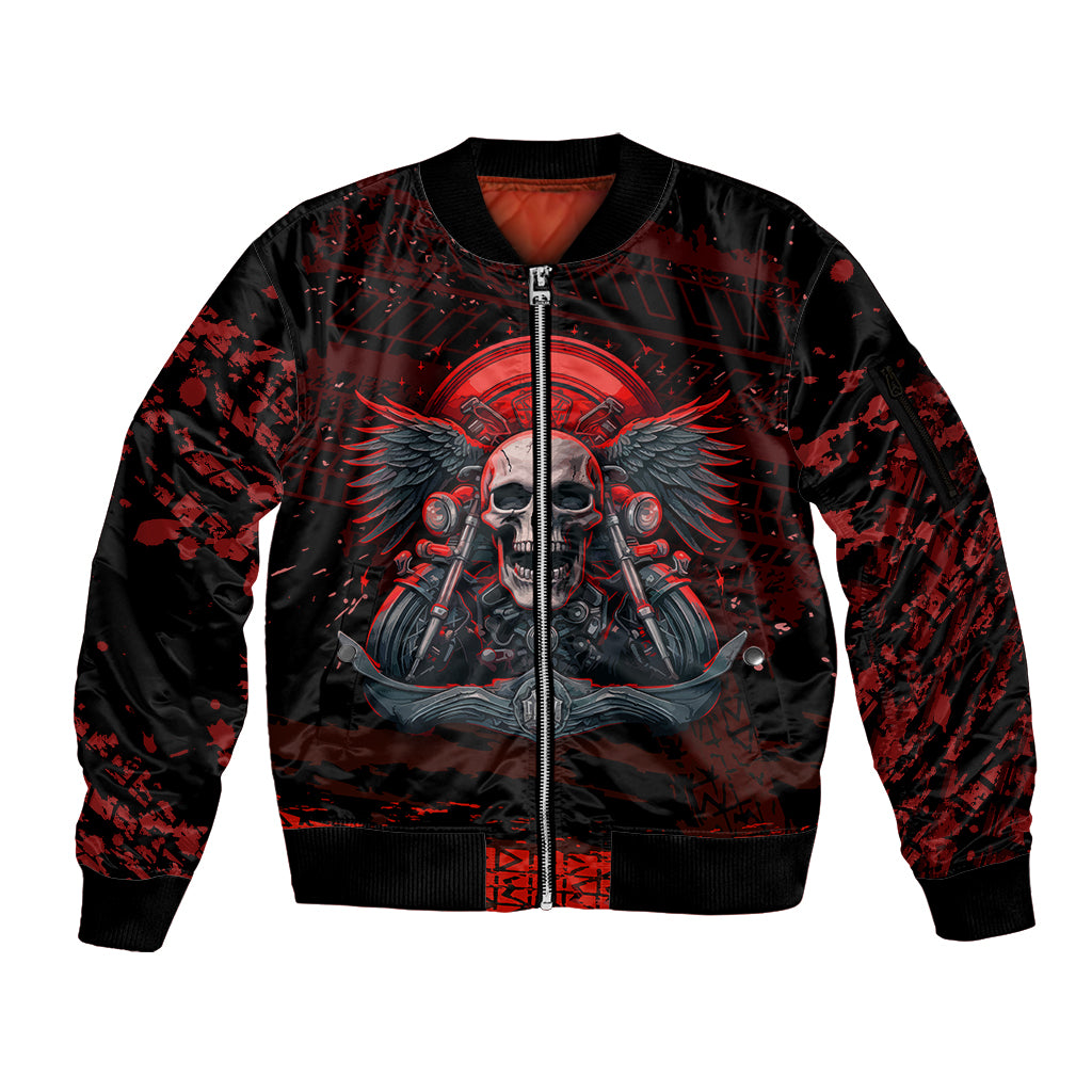 Skull Biker Sleeve Zip Bomber Jacket Legend Never Die - Wonder Print Shop