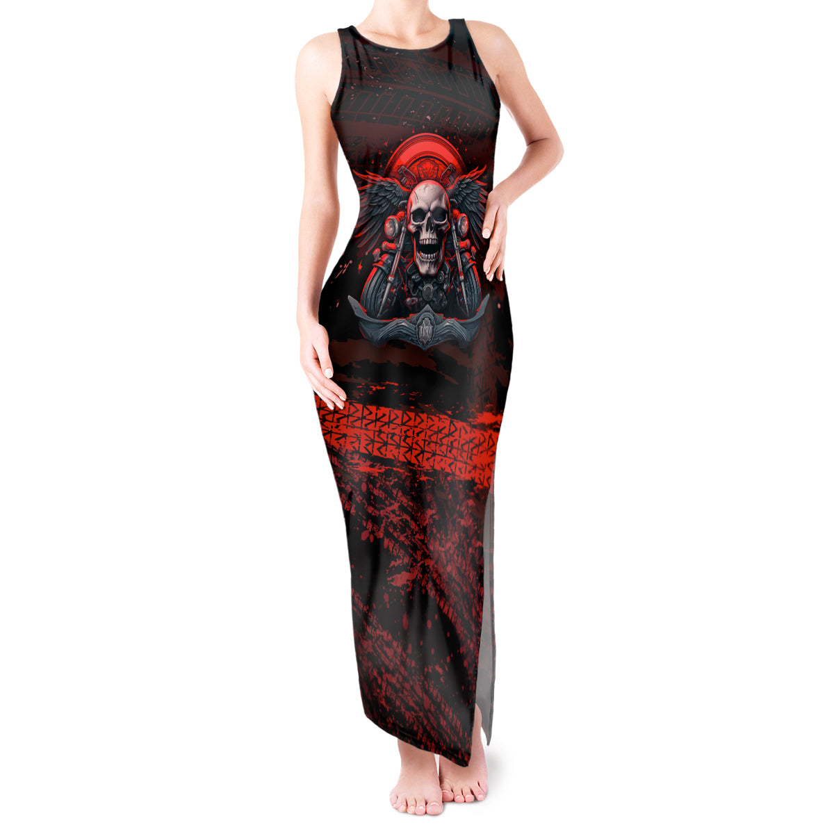 Skull Biker Tank Maxi Dress Legend Never Die - Wonder Print Shop