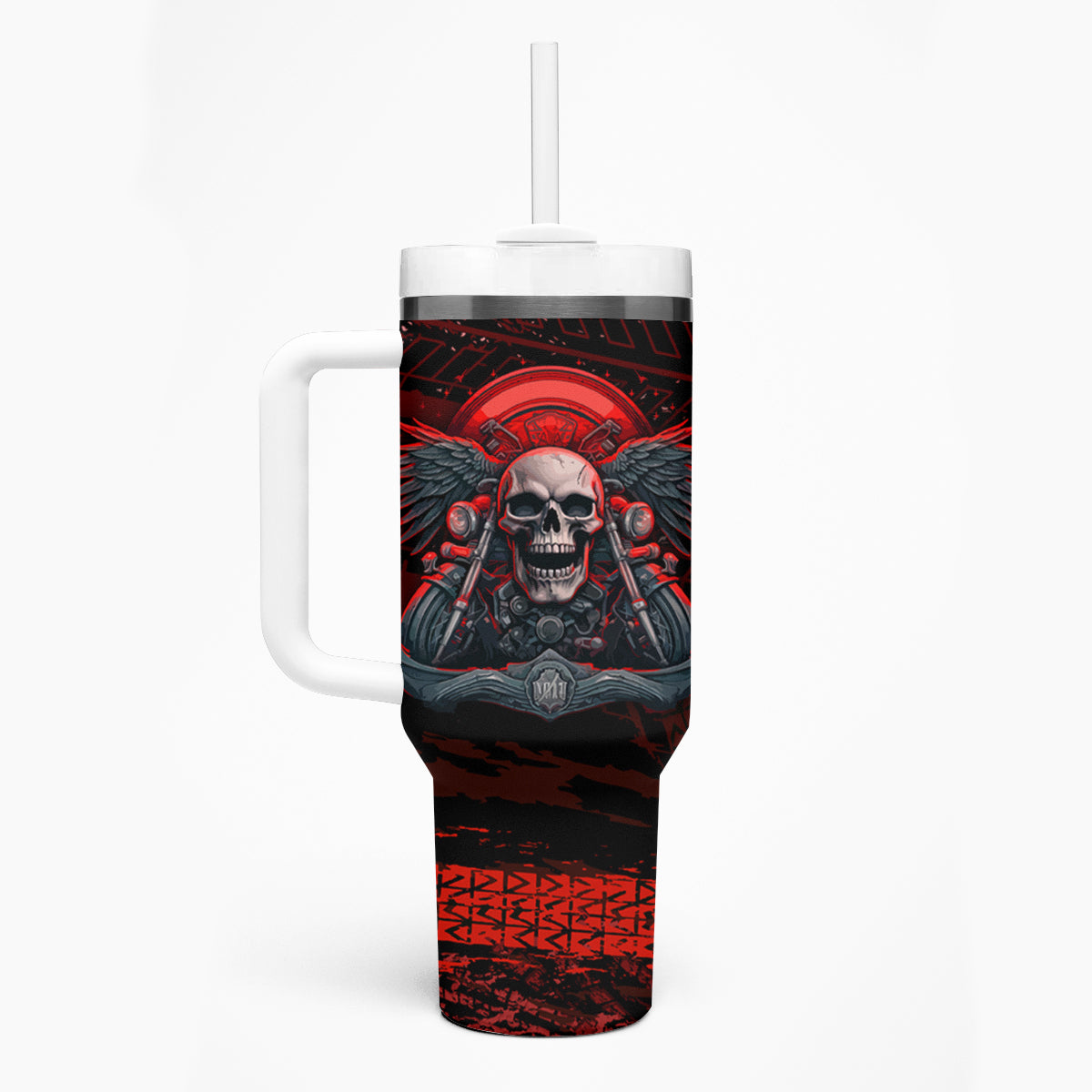 Skull Biker Tumbler With Handle Legend Never Die - Wonder Print Shop