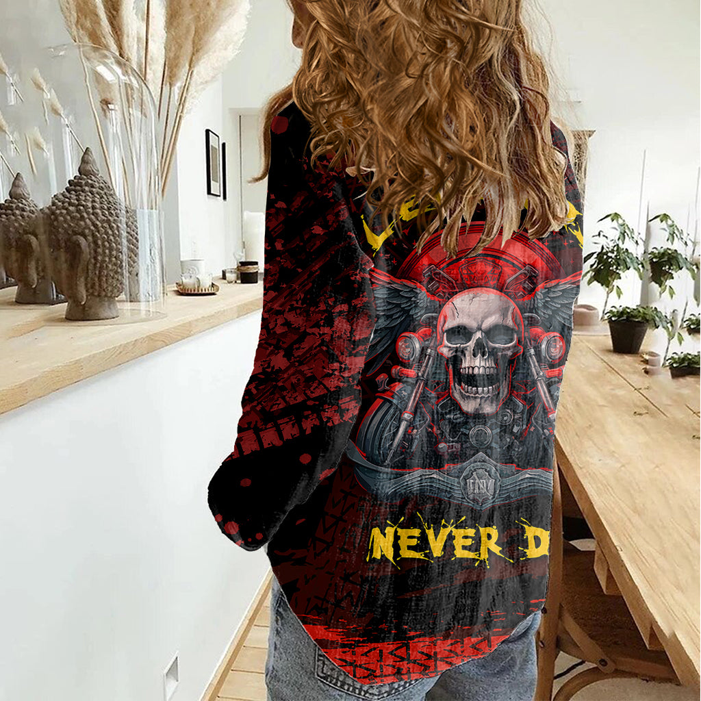 Skull Biker Women Casual Shirt Legend Never Die - Wonder Print Shop