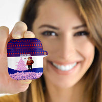 Costa Rica Christmas AirPods Case with Santa Claus Pink Orchid Tree National Emblem and Festive Pattern Design - Wonder Print Shop