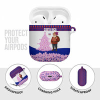 Costa Rica Christmas AirPods Case with Santa Claus Pink Orchid Tree National Emblem and Festive Pattern Design - Wonder Print Shop
