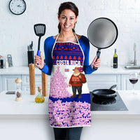Costa Rica Christmas Apron with Santa Claus Pink Orchid Tree National Emblem and Festive Pattern Design - Wonder Print Shop