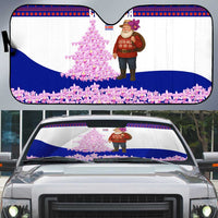 Costa Rica Christmas Auto Sun Shade with Santa Claus Pink Orchid Tree National Emblem and Festive Pattern Design - Wonder Print Shop