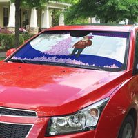 Costa Rica Christmas Auto Sun Shade with Santa Claus Pink Orchid Tree National Emblem and Festive Pattern Design - Wonder Print Shop